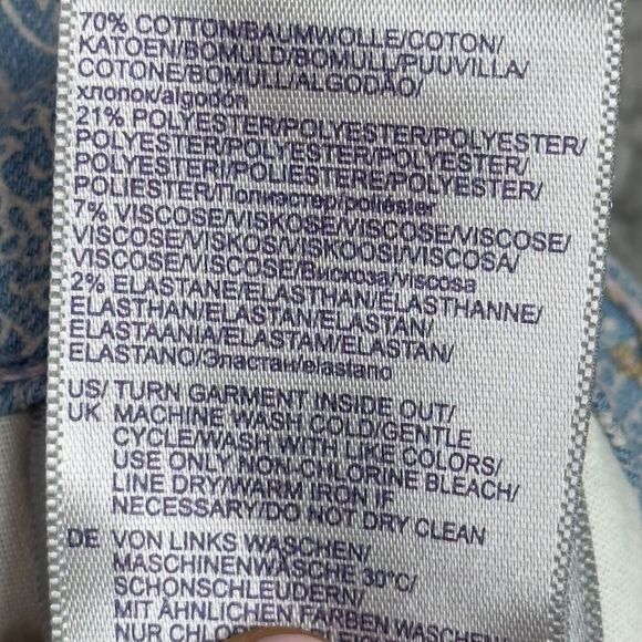 NYDJ Rachel Roll Cuff Ankle Jeans Women’s 6 Blue Paisley Print Mid Rise - Picture 14 of 15